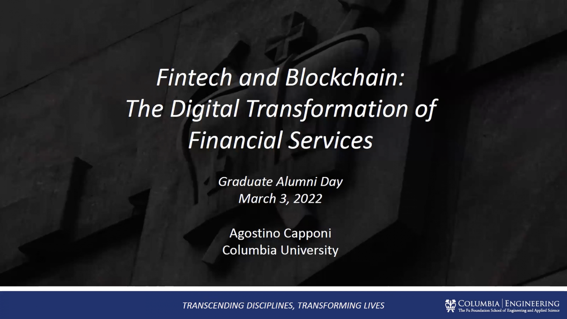 Screenshot of fintech presentation